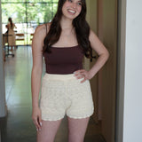 Beige Crochet Shorts