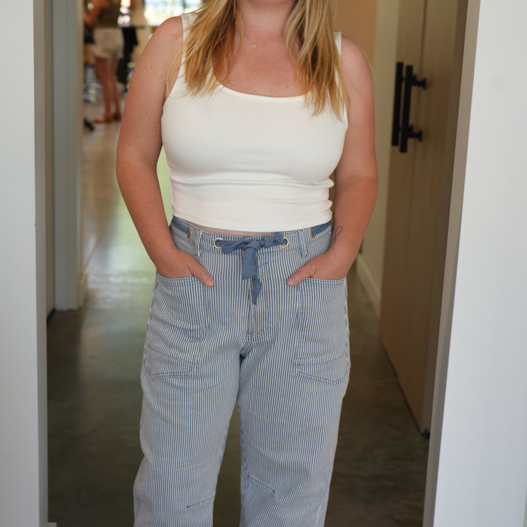 Striped Barrel Jean w/belt