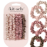 KITSCH Hair Accessories- 6PCS Ruched Satin Scrunchies